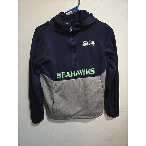 Seahawks Half Zip Pullover Sweatshirt Youth Large Kids Boys Football Team Appar - Picture 1 of 16